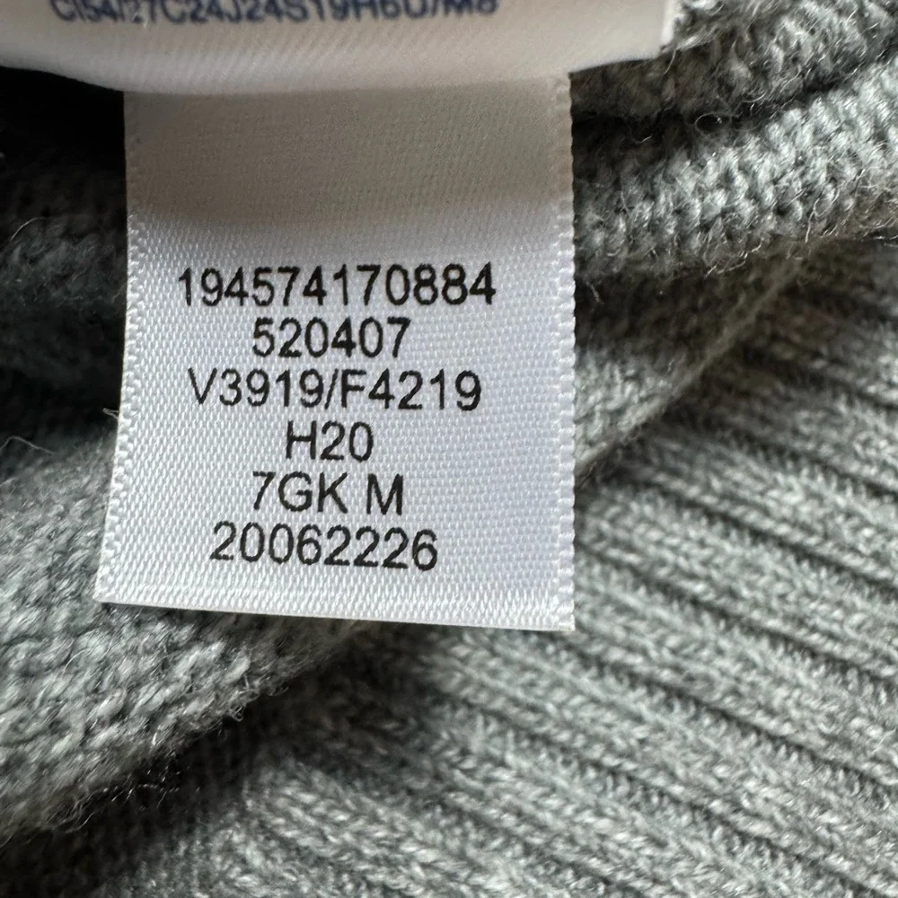 Lands End Men’s Fair Isle Quarter Zip Gray, blue, cotton wool blend Size M 38-40